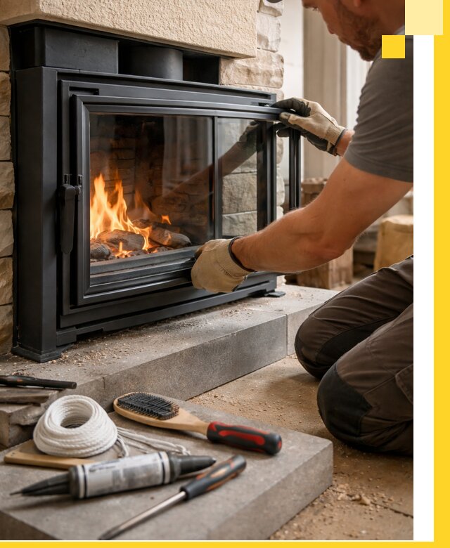 Производство, монтаж и доставка каминов со стеклом в Рузаевке