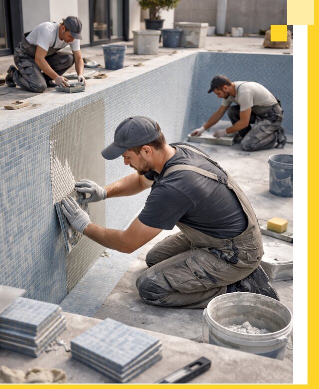 Облицовка бассейнов в Рузаевке плитка мозаика гидроизоляция