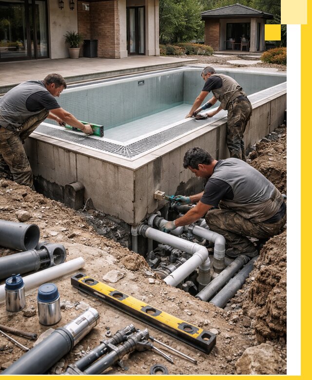 Строительство переливных бассейнов в Рузаевке под ключ