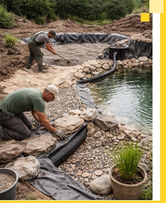 Строительство природных бассейнов и озер в Рузаевке под ключ