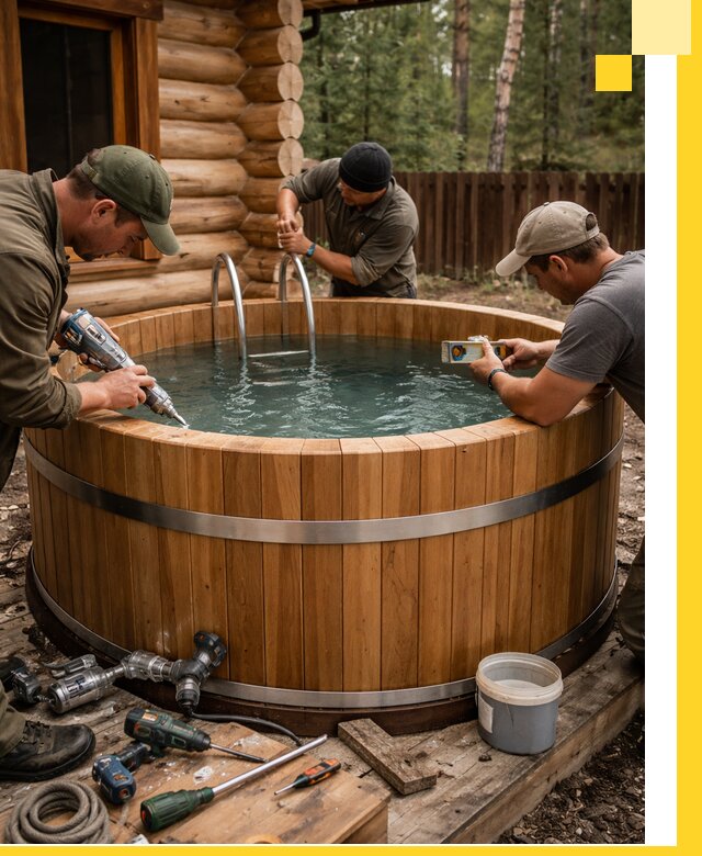 Строительство бань с купелью под ключ и отделкой в Рузаевке