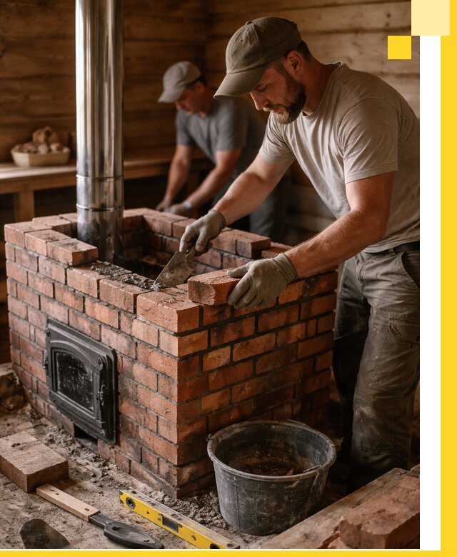 Кирпичные печи для бани под ключ в Рузаевке, проект и монтаж