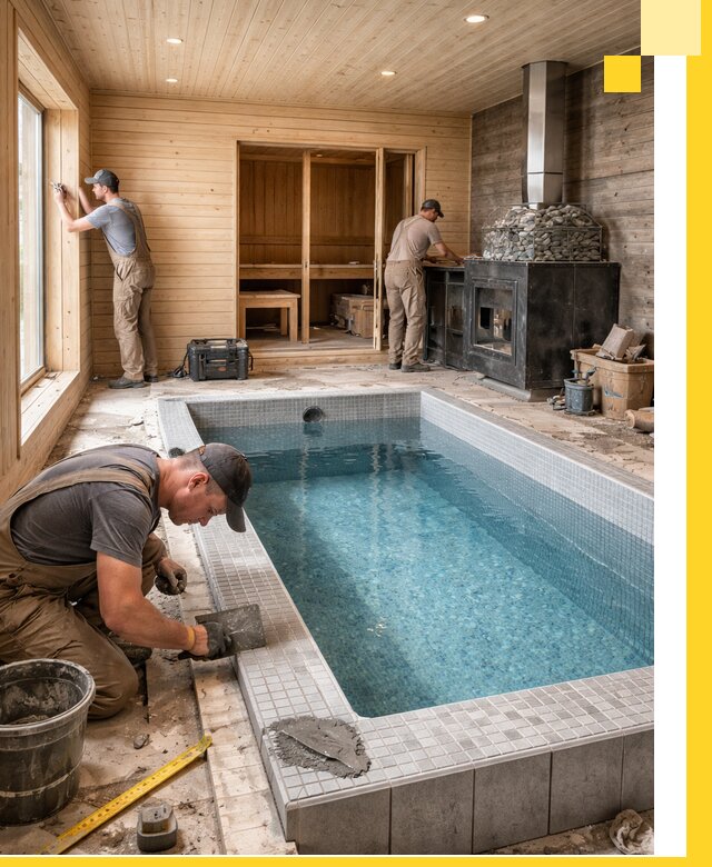 Проект бани с бассейном и сауной в Рузаевке под ключ