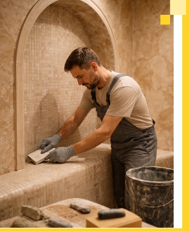 Профессиональная отделка хамамов с мозаикой под ключ в Рузаевке