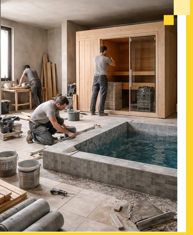 SPA зоны под ключ с бассейном сауной и печью в Рузаевке